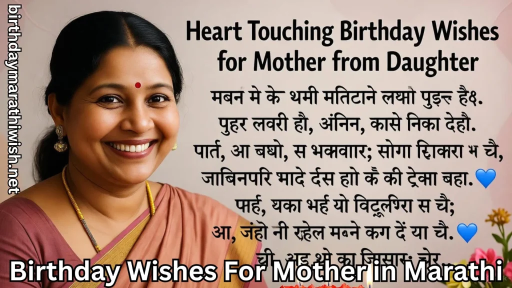 Daughter smiling with mother, Marathi heartfelt birthday wishes text