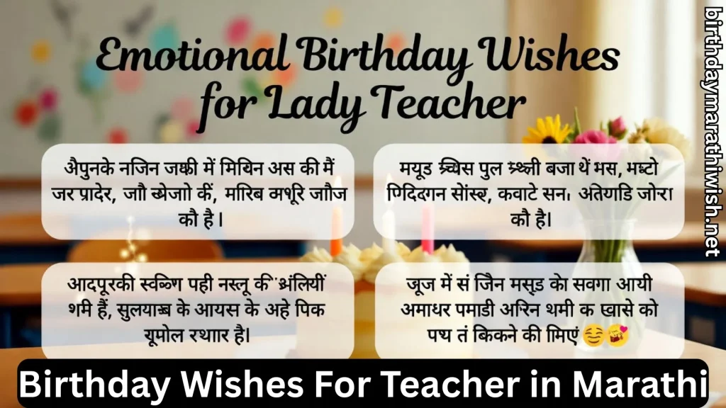 Emotional birthday wishes for lady teacher with candles and flowers