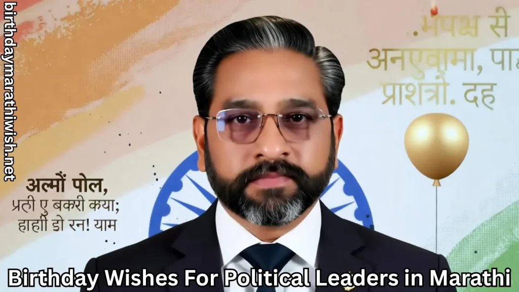Leader portrait with Marathi birthday greeting and golden balloon