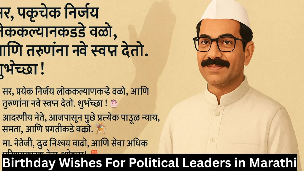 Marathi leader in white attire with birthday message background
