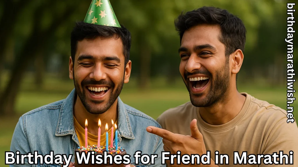 Two best friends laughing during birthday celebration in Marathi style