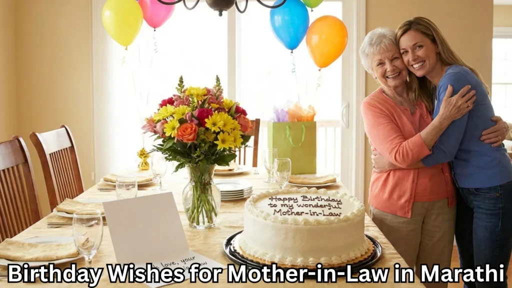 Daughter-in-law hugging mother-in-law on birthday with cake