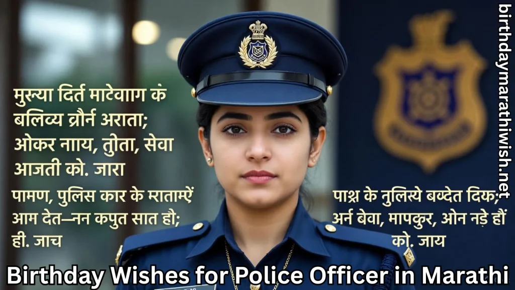 Female police officer in uniform, text in Marathi