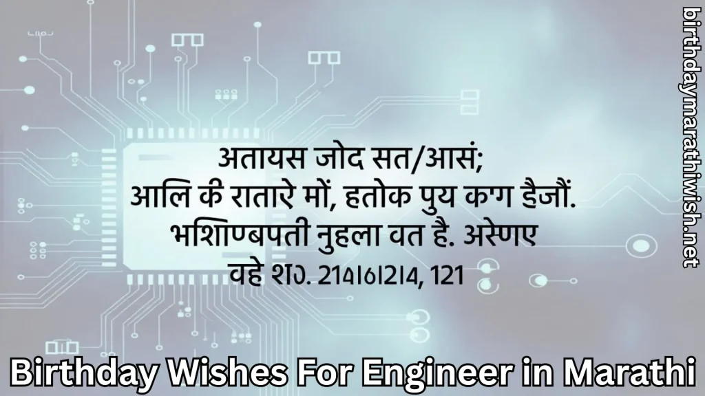 Marathi text on a circuit board background with Birthday Wishes For Engineer at the bottom.