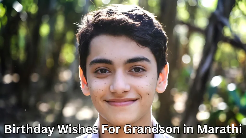 Smiling boy outdoors with surrounded by blurred greenery.