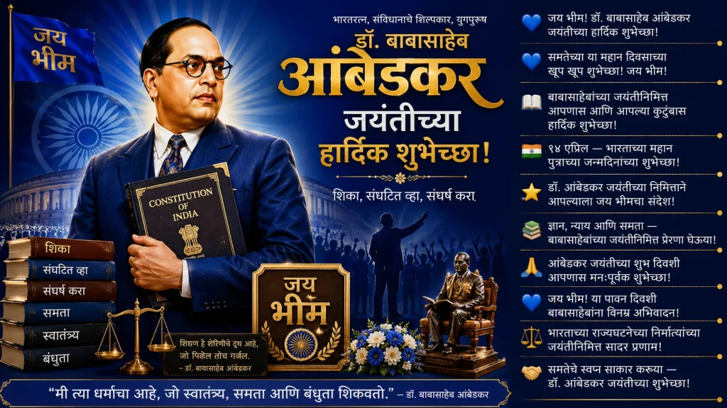 Dr Babasaheb Ambedkar Jayanti hardik shubhechha Marathi poster