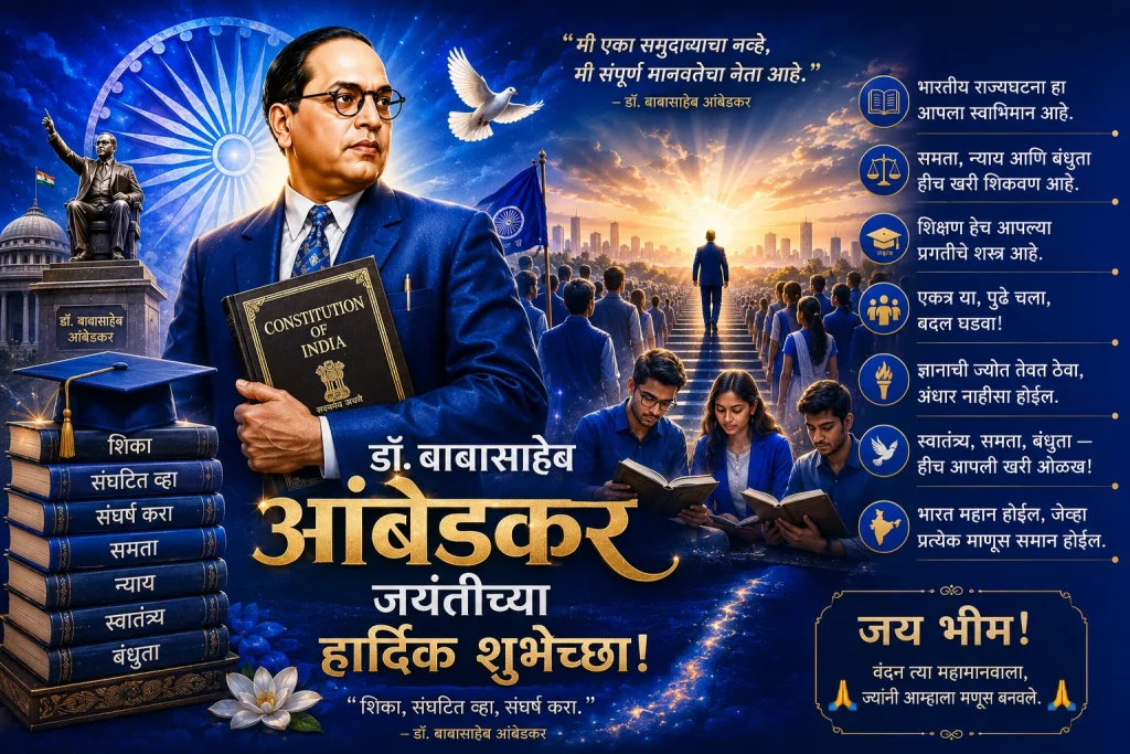 Dr Babasaheb Ambedkar Jayanti wishes Marathi inspirational poster