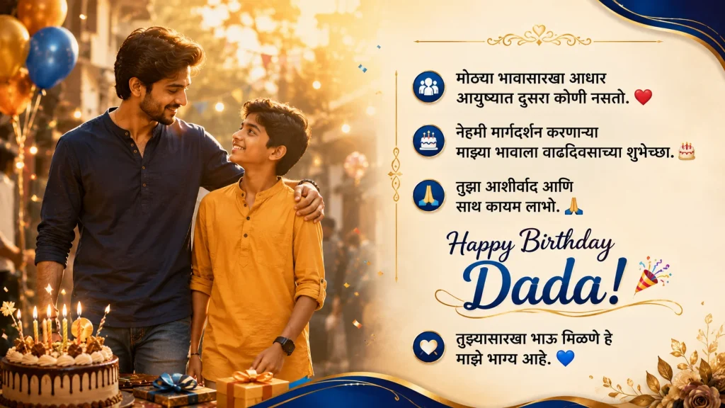 Heartfelt Marathi birthday wishes for elder brother with celebration